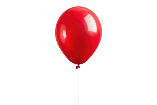 Round glossy red helium balloon with hanging string