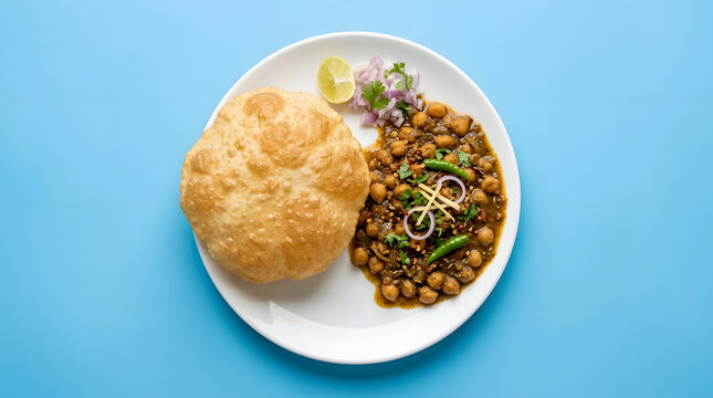 Chole bhature meal served in plate.