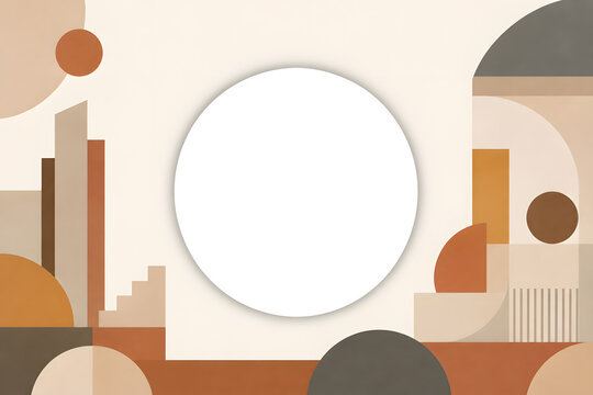 Minimalist geometric urban graphic illustration commercial background circular copy space geometric design