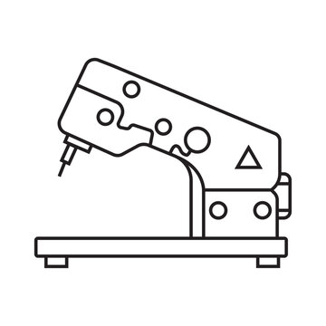 Bartack Sewing Machine Outline Vector, Industrial Reinforcement Stitch Machine for Garment