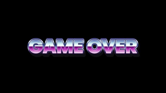 Retro 'Game Over' Neon Sign Style Text Effect on a Black Background for Digital Art and Gaming