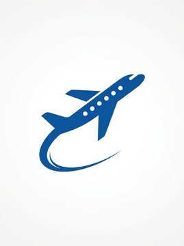 Blue Airplane Taking Off Icon Vector Illustration for Travel and Aviation Logo Design Isolated on White Background