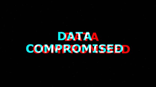 Data compromised text with digital glitch effect