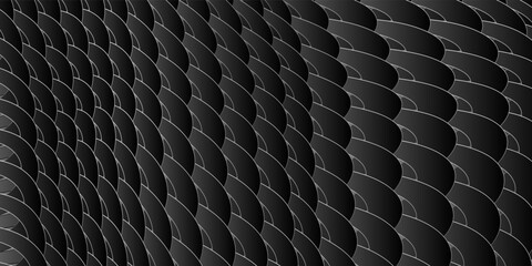 Abstract Dark Monochrome Scale Pattern Background, Modern Geometric Seigaiha Wave Texture Vector Illustration © didintoreto