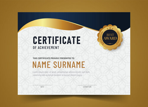 Elegant and luxurious certificate template with badge