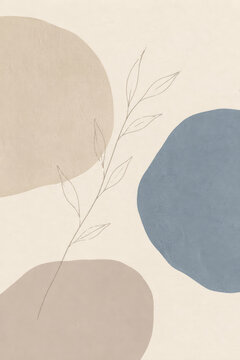 Minimal Boho Botanical Abstract Background with Organic Shapes