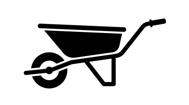 Black wheelbarrow icon