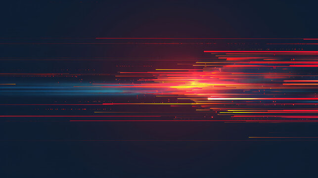 Abstract dark background red high speed horizontal light streak copy space for 5G and tech launch