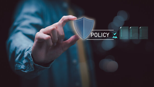 Compliance officer reviews security policy, regulatory compliance, data protection, risk management, cybersecurity governance, privacy standards, document verification, security requirements