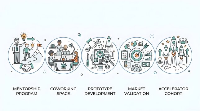 Business startup development process illustration