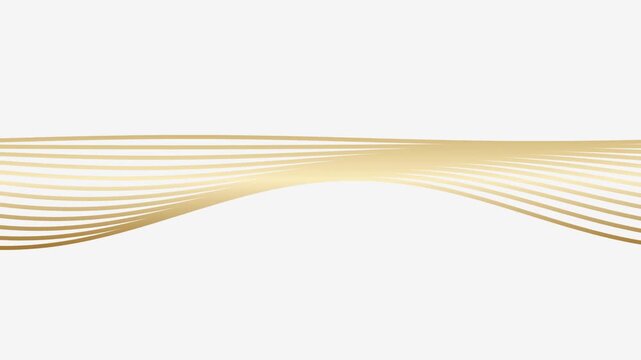 Abstract flowing luxury golden lines creating elegant wave pattern motion graphic on clean white background seamless loop animation for premium design project.