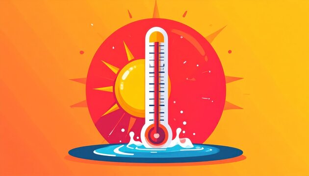 Heat wave thermometer rising temperature.