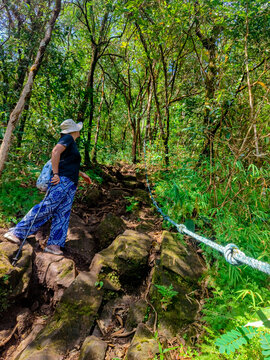 Tak Province, Thailand, Octobet 13, 2025 : View during the hike in Lerkwador Mountain or Mountain of Faith view at Mae Wa Luang, Tha Song Yang District, Tak,Thailand