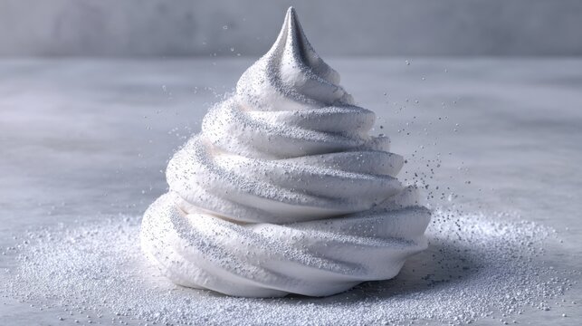 Airy Whipped Cream Spiral with Gentle Curves and Powdered Sugar