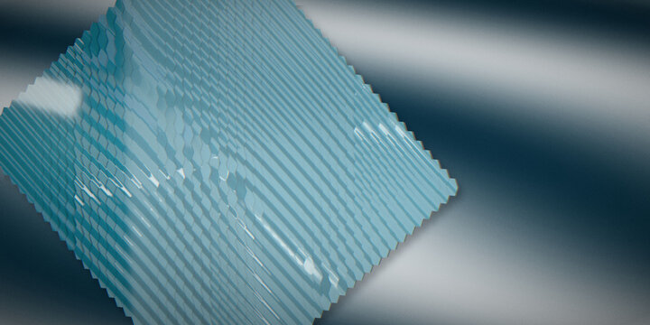 Teal hex cells flow like aurora in a smooth premium gradient with luminous polish.