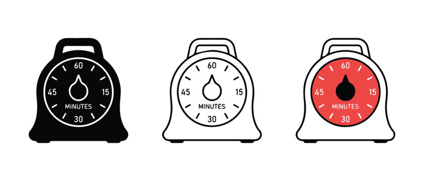 egg timer designs with different colored dials and transparent background for digital use