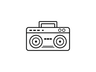 Boombox Icon, Minimal Retro Portable Stereo Line Art © akib