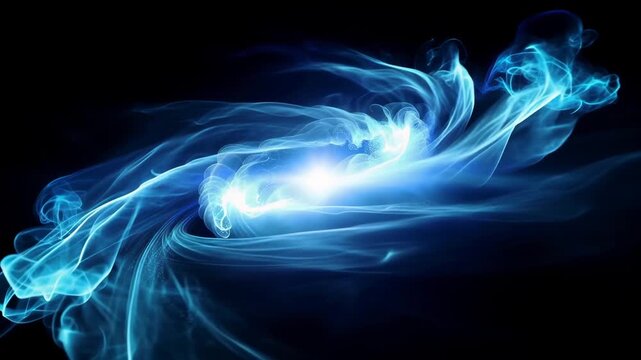 Glowing Blue Smoke Vortex on Black Background