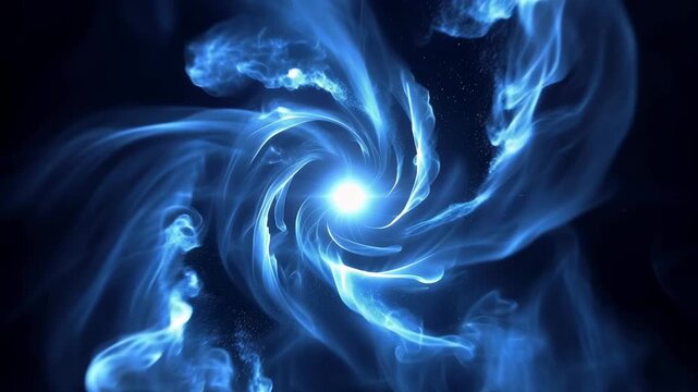 Abstract Blue Smoke Swirl with Glowing Energy