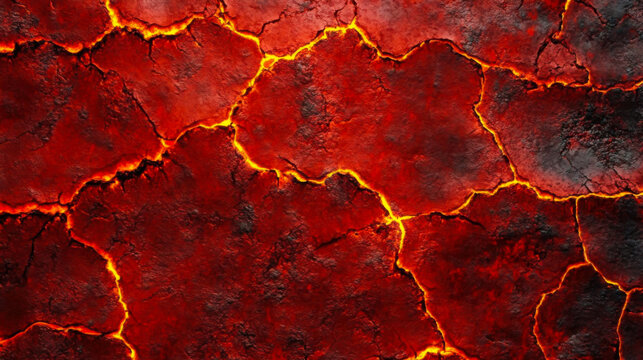 heat red cracked ground texture after eruption volcano