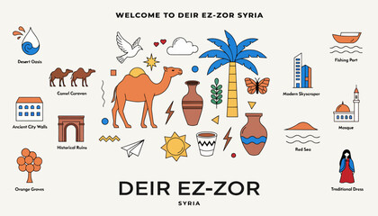 Fototapeta premium Deir Ez-Zor Syria: A Vibrant Collection of Iconic Landmarks, Culture, and Nature