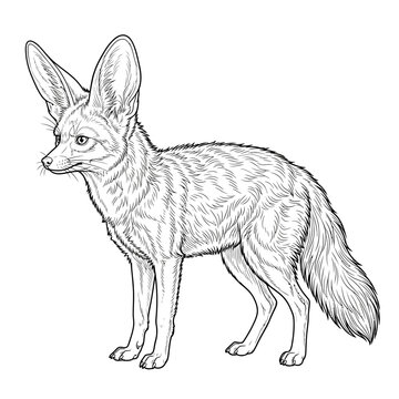 Illustration of a Fennec Fox on Transparent Background