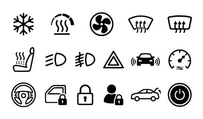 Obraz premium Automotive, Safety and Vehicle Control Icons Collection