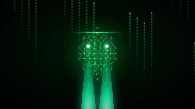 Artificial Intelligence Face Processing Quantum Data Stream Network Animation