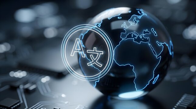 Globe with Translation Icon Overlay Concept