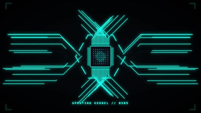 Digital Chip Firmware Update and Overclocking Process Animation