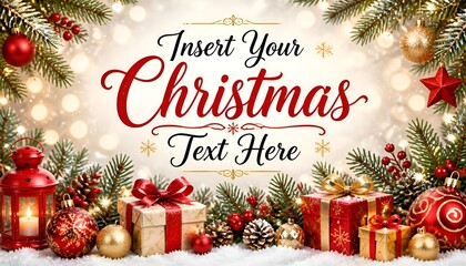 Obraz premium Christmas Card with Ornaments Mockup
