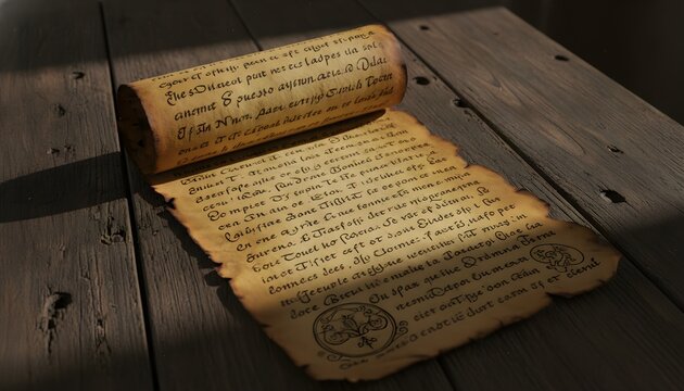 Weathered Scroll Paper with Ancient Writing