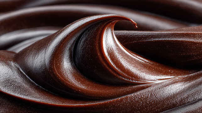 Rich creamy chocolate frosting swirl with texture close up chocolate cream chocolate ganach