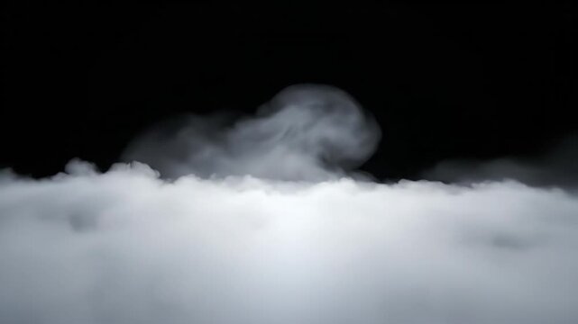 Abstract white cloud formation floating on black backdrop visual effect