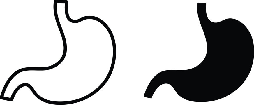 Human stomach icon set. Minimalist black silhouette icon set of a gastroenterology stomach . simple black flat vector style for medical and fitness icons concept. Healthy stomach icon set.  