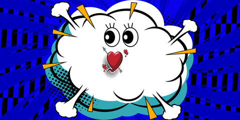 Pop art comic background with cloud and star trendy. © Hosinah