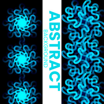 Vibrant Abstract Background Blue Curved Loop Pattern with Organic 3D Lines on Dark Background