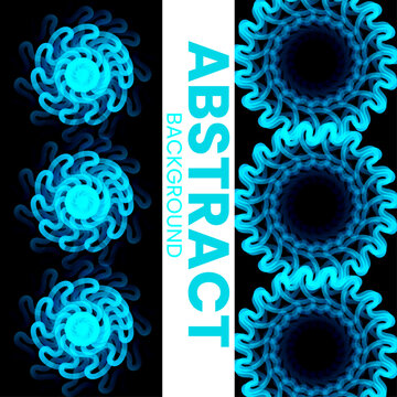 Vibrant Abstract Background Blue Abstract Circular Floral Pattern with Glowing 3D Forms