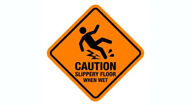 Caution slippery surface warning icon for workplace safety.