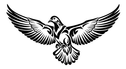 Fototapeta premium Black and white dove flying free.