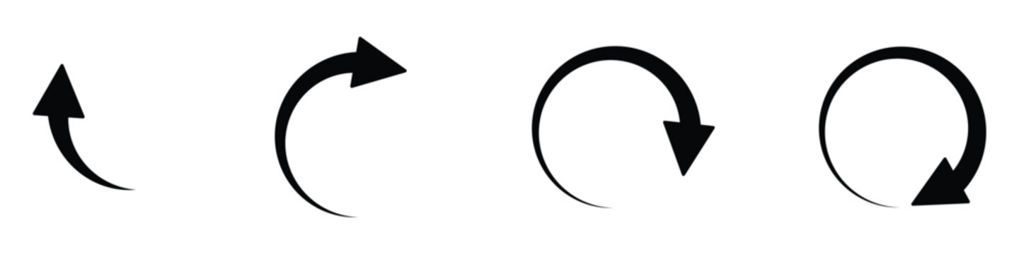 360 degrees arrow, circle arrow, rotate around set icon. Arrows rotation to 360 degrees. circular moving symbol. Rotate cycle. Vector illustration.
