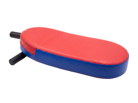 Red and blue martial arts strike shield isolated on transparent background