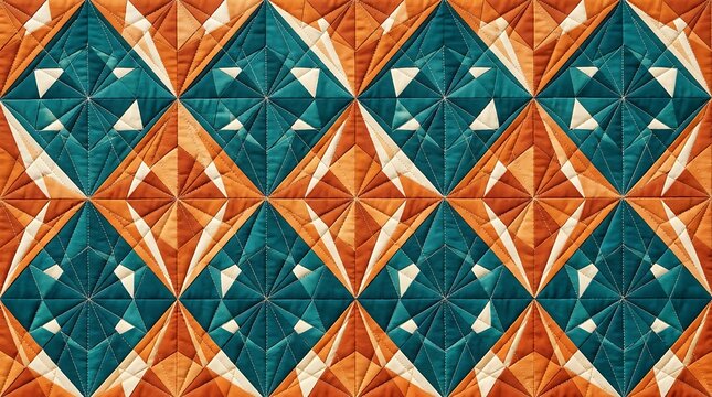Intricate geometric quilted diamond pattern in warm tones