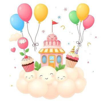 happy birthday card with balloons