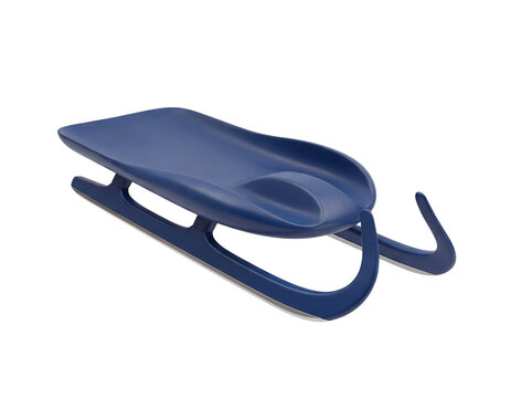 Blue plastic sled for children isolated on transparent background