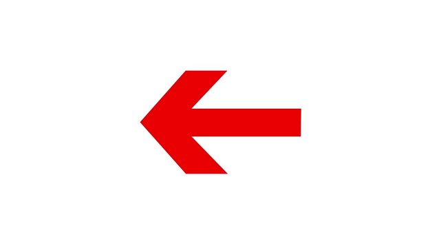Clean minimalist solid white left pointing direction arrow icon on solid black background motion graphics asset for video navigation user interface controls and previous step indicators