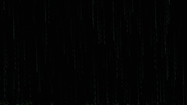 Dark night rainstorm atmospheric downpour overlay with green glow raining stormy