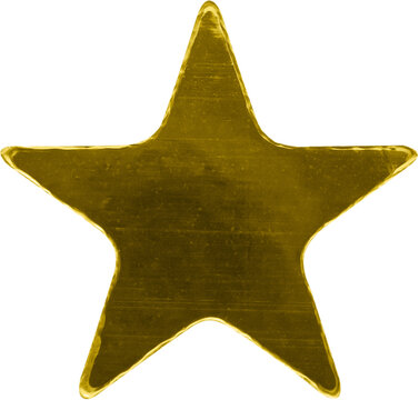 Golden star sticker isolated on white background