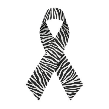 Zebra print awareness ribbon isolated on transparent background