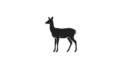 Fototapeta premium Black deer silhouette on white background showing side view profile of elegant wild woodland mammal forest animal.